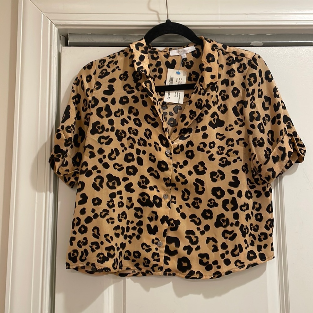 Cheetah cropped blouse